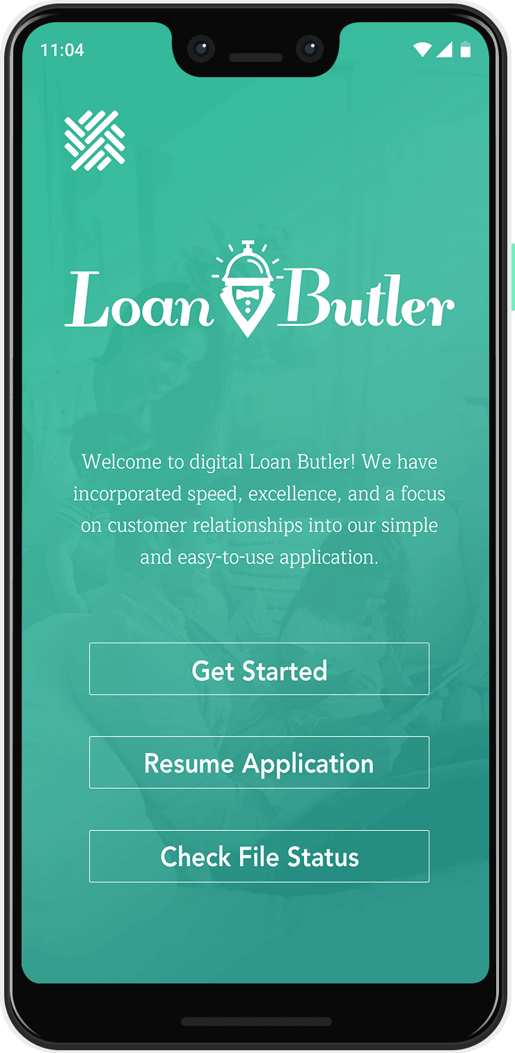 Image of phone showing the Loan Butler Mobile App